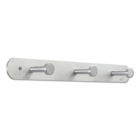 Image of Nail Head Wall Coat Rack, Three Hooks, Metal, 18w X 2.75d X 2h, Satin