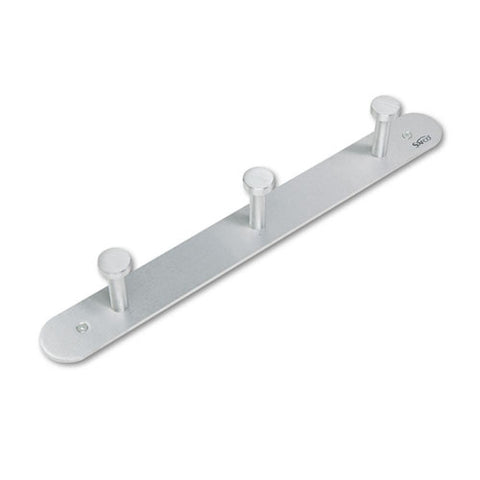 Image of Nail Head Wall Coat Rack, Three Hooks, Metal, 18w X 2.75d X 2h, Satin