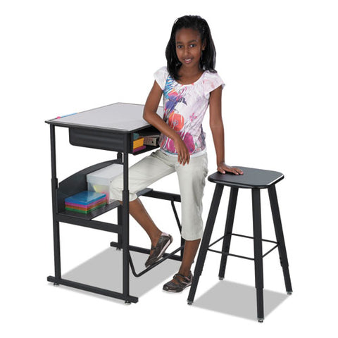 Image of Alphabetter Adjustable-height Student Stool, Supports Up To 250 Lbs., Black Seat/black Back, Black Base