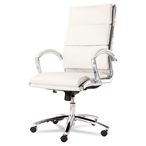 Image of Alera Neratoli High-back Slim Profile Chair, Supports Up To 275 Lbs, White Seat/white Back, Chrome Base