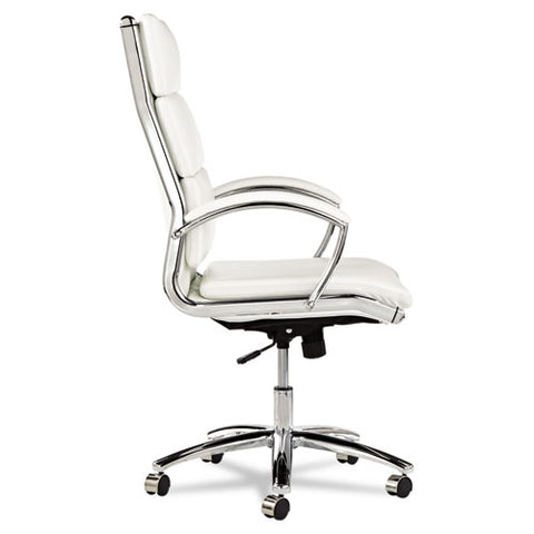 Image of Alera Neratoli High-back Slim Profile Chair, Supports Up To 275 Lbs, White Seat/white Back, Chrome Base