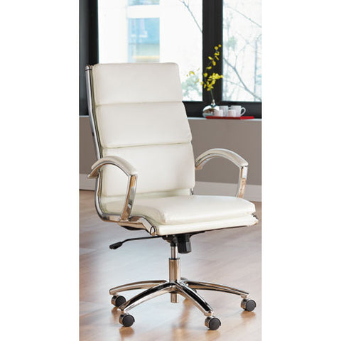 Image of Alera Neratoli High-back Slim Profile Chair, Supports Up To 275 Lbs, White Seat/white Back, Chrome Base