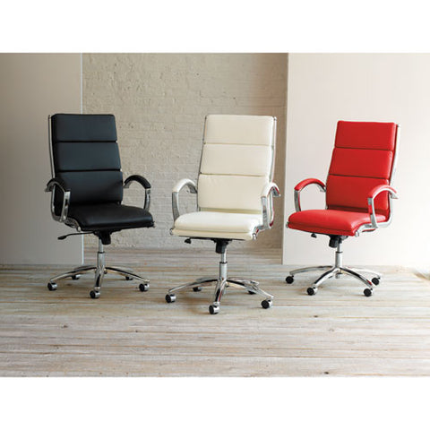 Image of Alera Neratoli High-back Slim Profile Chair, Supports Up To 275 Lbs, White Seat/white Back, Chrome Base