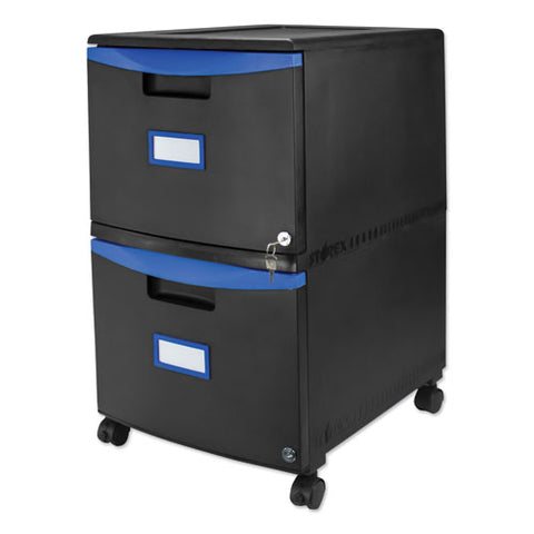 Image of Two-drawer Mobile Filing Cabinet, 14.75w X 18.25d X 26h, Black/blue