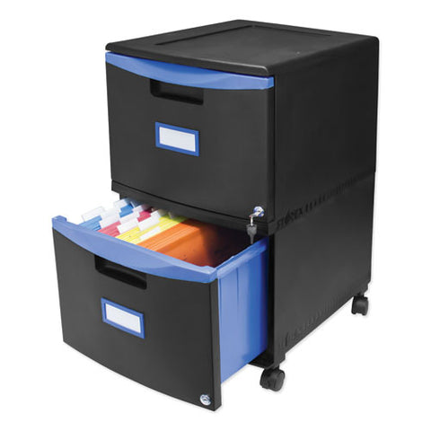 Image of Two-drawer Mobile Filing Cabinet, 14.75w X 18.25d X 26h, Black/blue