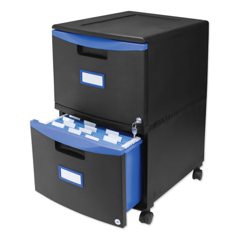 Image of Two-drawer Mobile Filing Cabinet, 14.75w X 18.25d X 26h, Black/blue