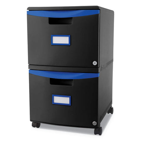 Image of Two-drawer Mobile Filing Cabinet, 14.75w X 18.25d X 26h, Black/blue