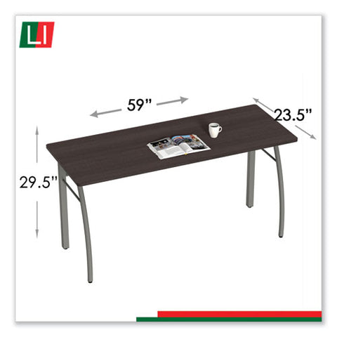 Image of Trento Line Rectangular Desk, 59.13w X 23.63d X 29.5h, Mocha/gray