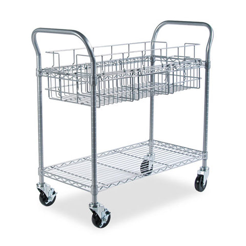 Image of Wire Mail Cart, 600-lb Capacity, 18.75w X 39d X 38.5h, Metallic Gray