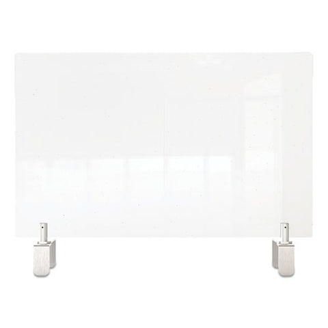 Image of Clear Partition Extender With Attached Clamp, 29 X 3.88 X 24, Thermoplastic Sheeting