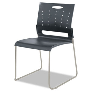 Alera Continental Series Plastic Perforated Back Stack Chair, Charcoal Gray Seat/back, Gunmetal Gray Base, 4/carton