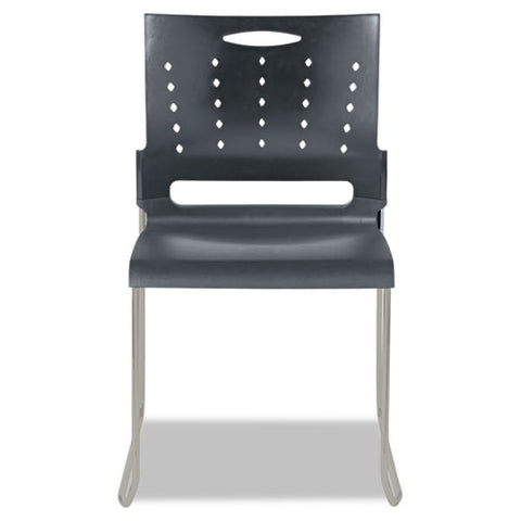 Image of Alera Continental Series Plastic Perforated Back Stack Chair, Charcoal Gray Seat/back, Gunmetal Gray Base, 4/carton