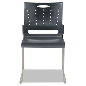 Alera Continental Series Plastic Perforated Back Stack Chair, Charcoal Gray Seat/back, Gunmetal Gray Base, 4/carton