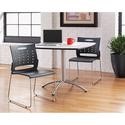 Image of Alera Continental Series Plastic Perforated Back Stack Chair, Charcoal Gray Seat/back, Gunmetal Gray Base, 4/carton