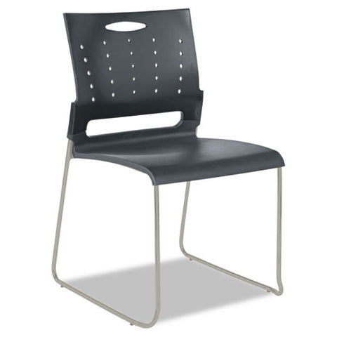 Image of Alera Continental Series Plastic Perforated Back Stack Chair, Charcoal Gray Seat/back, Gunmetal Gray Base, 4/carton