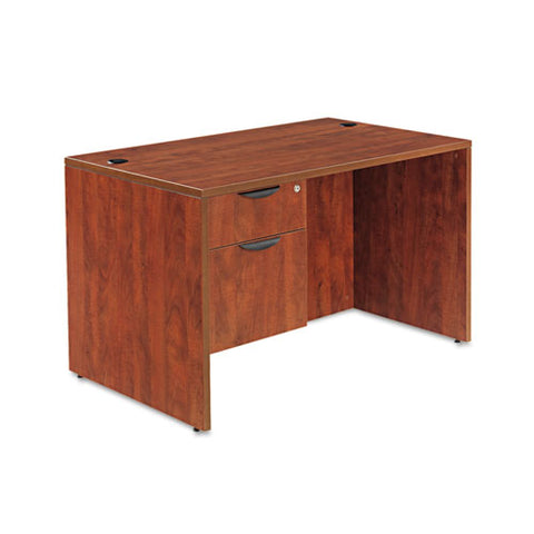 Image of Alera Valencia Series Straight Desk Shell, 47.25w X 29.5d X 29.63h, Medium Cherry