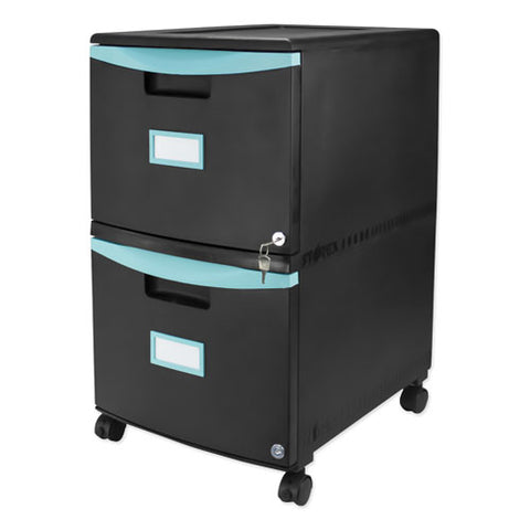 Image of Two-drawer Mobile Filing Cabinet, 14.75w X 18.25d X 26h, Black/teal