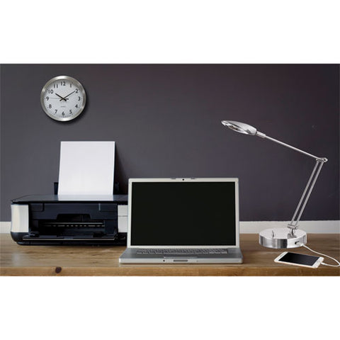 Image of Adjustable Led Task Lamp With Usb Port, 11"w X 6.25"d X 26"h, Brushed Nickel