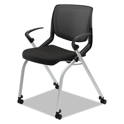 Image of Motivate Nesting/stacking Flex-back Chair, Onyx Seat/black Back, Platinum Base