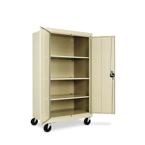 Image of Assembled Mobile Storage Cabinet, W/adjustable Shelves 36w X 24d X 66h, Putty