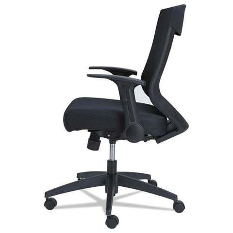 Image of Alera Eb-k Series Synchro Mid-back Flip Arm Mesh-chair, Supports Up To 275 Lbs, Black Seat/black Back, Black Base