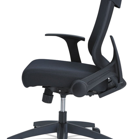 Image of Alera Eb-k Series Synchro Mid-back Flip Arm Mesh-chair, Supports Up To 275 Lbs, Black Seat/black Back, Black Base