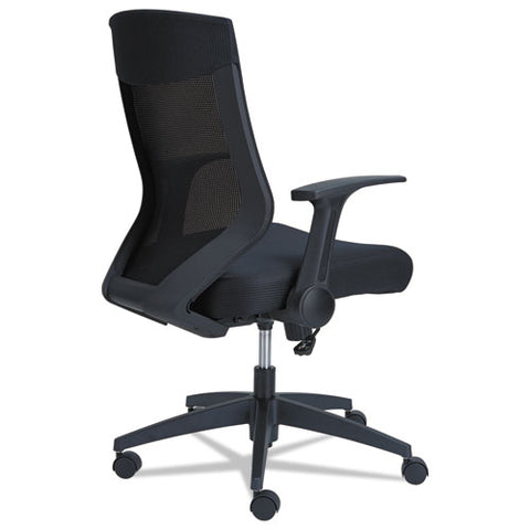 Image of Alera Eb-k Series Synchro Mid-back Flip Arm Mesh-chair, Supports Up To 275 Lbs, Black Seat/black Back, Black Base