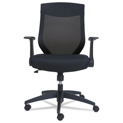 Image of Alera Eb-k Series Synchro Mid-back Flip Arm Mesh-chair, Supports Up To 275 Lbs, Black Seat/black Back, Black Base