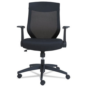 Alera Eb-k Series Synchro Mid-back Flip Arm Mesh-chair, Supports Up To 275 Lbs, Black Seat/black Back, Black Base