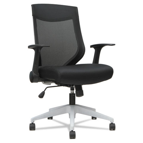 Image of Alera Eb-k Series Synchro Mid-back Flip Arm Mesh-chair, Supports Up To 275 Lbs, Black Seat/black Back, Black Base