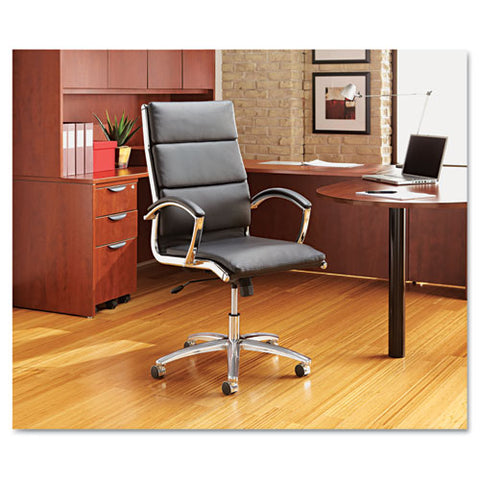 Image of Alera Neratoli High-back Slim Profile Chair, Supports Up To 275 Lbs, Black Seat/black Back, Chrome Base