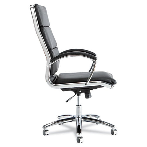 Image of Alera Neratoli High-back Slim Profile Chair, Supports Up To 275 Lbs, Black Seat/black Back, Chrome Base