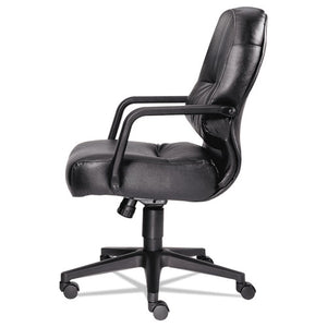 Pillow-soft 2090 Series Leather Managerial Mid-back Swivel/tilt Chair, Supports Up To 300 Lbs., Black Seat/back, Black Base