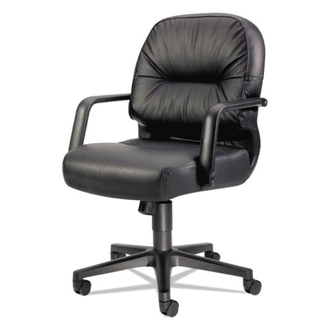 Image of Pillow-soft 2090 Series Leather Managerial Mid-back Swivel/tilt Chair, Supports Up To 300 Lbs., Black Seat/back, Black Base