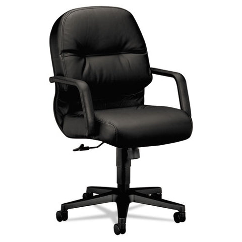 Image of Pillow-soft 2090 Series Leather Managerial Mid-back Swivel/tilt Chair, Supports Up To 300 Lbs., Black Seat/back, Black Base