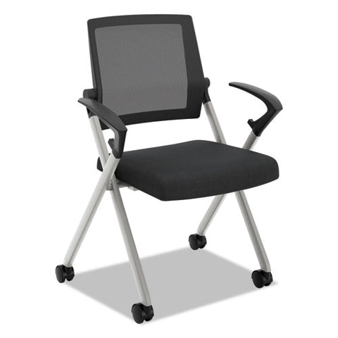 Image of Vl314 Mesh Back Nesting Chair, Black Seat/black Back, Silver Base