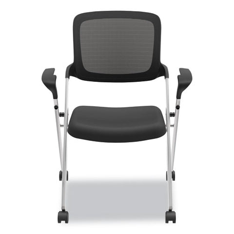 Image of Vl314 Mesh Back Nesting Chair, Black Seat/black Back, Silver Base