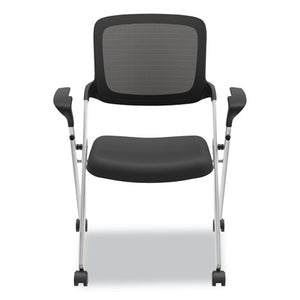 Vl314 Mesh Back Nesting Chair, Black Seat/black Back, Silver Base