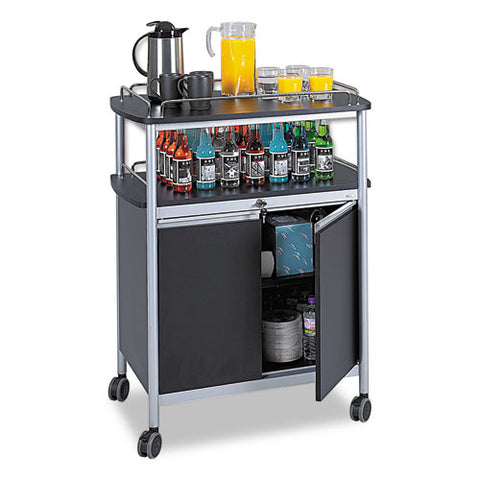 Image of Mobile Beverage Cart, 33.5w X 21.75d X 43h, Black