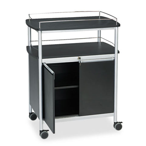 Image of Mobile Beverage Cart, 33.5w X 21.75d X 43h, Black