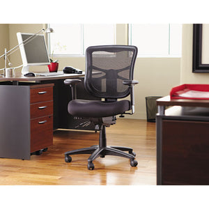 Alera Elusion Series Mesh Mid-back Multifunction Chair, Supports Up To 275 Lbs, Black Seat/black Back, Black Base