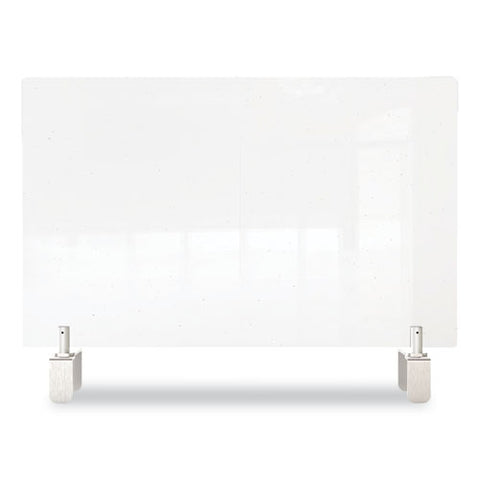 Image of Clear Partition Extender With Attached Clamp, 42 X 3.88 X 18, Thermoplastic Sheeting