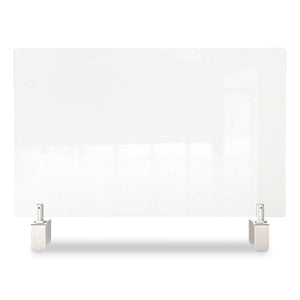 Clear Partition Extender With Attached Clamp, 42 X 3.88 X 18, Thermoplastic Sheeting