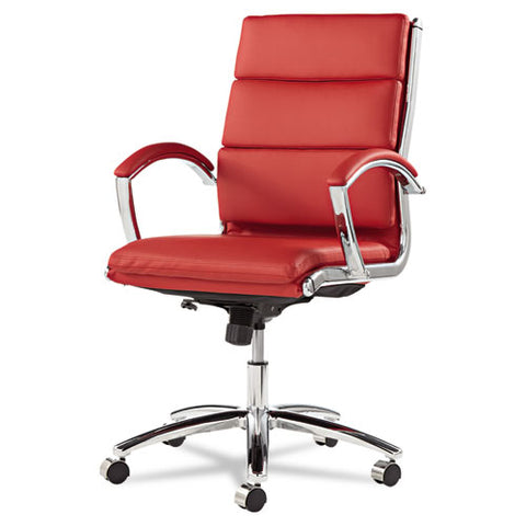 Image of Alera Neratoli Mid-back Slim Profile Chair, Supports Up To 275 Lbs, Red Seat/red Back, Chrome Base