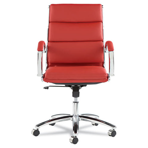 Image of Alera Neratoli Mid-back Slim Profile Chair, Supports Up To 275 Lbs, Red Seat/red Back, Chrome Base