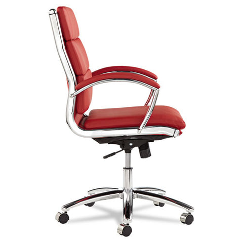 Image of Alera Neratoli Mid-back Slim Profile Chair, Supports Up To 275 Lbs, Red Seat/red Back, Chrome Base