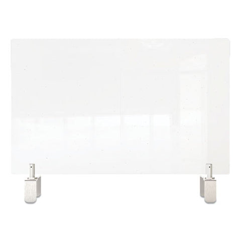 Image of Clear Partition Extender With Attached Clamp, 36 X 3.88 X 18, Thermoplastic Sheeting