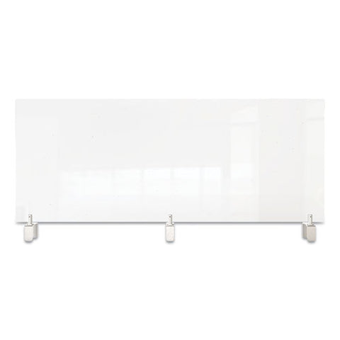 Image of Clear Partition Extender With Attached Clamp, 48 X 3.88 X 18, Thermoplastic Sheeting