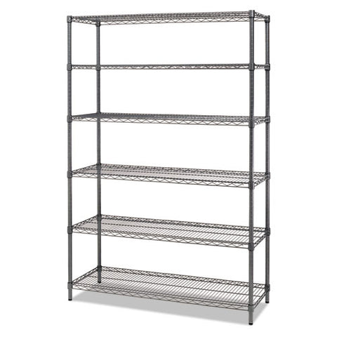 Image of Nsf Certified 6-shelf Wire Shelving Kit, 48w X 18d X 72h, Black Anthracite