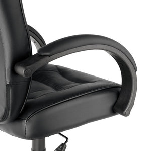 Alera Strada Series High-back Swivel/tilt Top-grain Leather Chair, Supports Up To 275 Lbs, Black Seat/black Back, Black Base